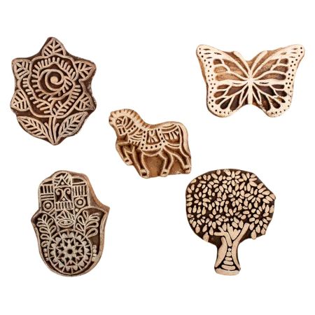 Set of 5 Piece New Mix Wooden Printing Block